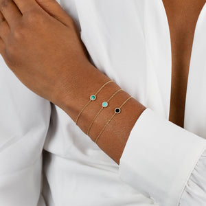  Diamond X Emerald Green Disc Bracelet 14K - Adina Eden's Jewels