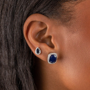 Diamond X Sapphire Pear Stud Earring 14K - Adina Eden's Jewels