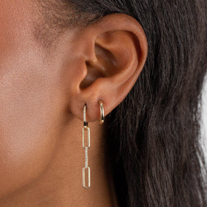  Diamond Paperclip Huggie Earring 14K - Adina Eden's Jewels