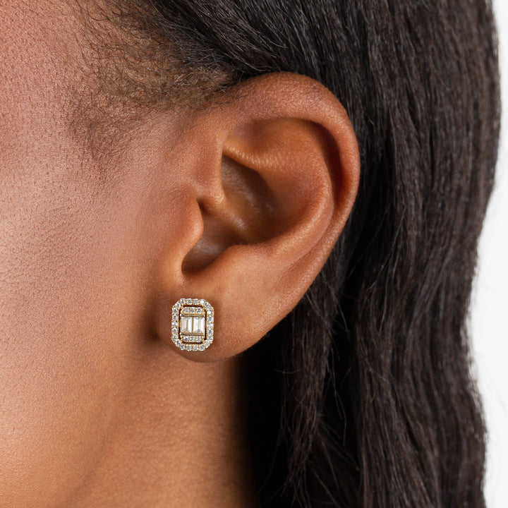  CZ Illusion Baguette Stud Earring 14K - Adina Eden's Jewels