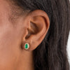  Diamond X Emerald Oval Stud Earring 14K - Adina Eden's Jewels