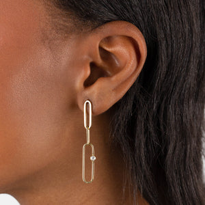  Diamond Bezel Link Drop Earring 14K - Adina Eden's Jewels
