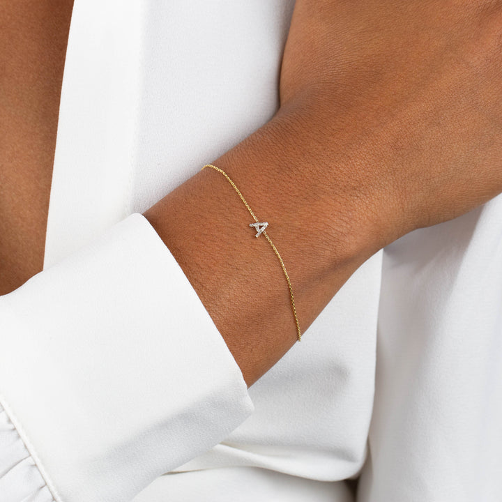 14K Black Diamond Gothic Initial Bracelet – Dazzle Jewelry & Co.