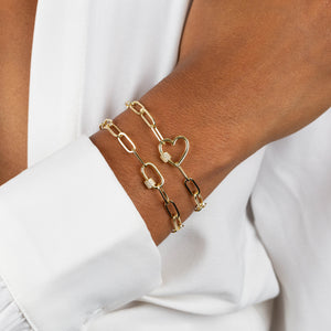  Pavé Heart Toggle Link Bracelet - Adina Eden's Jewels
