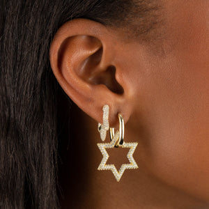  Pavé Mini Starburst Huggie Earring - Adina Eden's Jewels