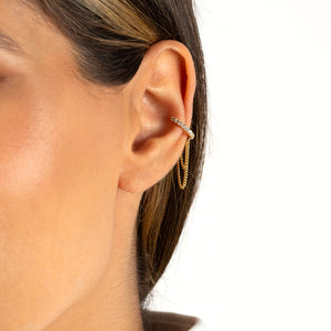 Pavé Double Drop Chain Ear Cuff - Adina Eden's Jewels