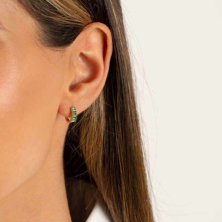  Colored Baguette Huggie Earring - Adina Eden's Jewels