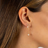  CZ X Pearl Double Chain Front Back Stud Earring - Adina Eden's Jewels