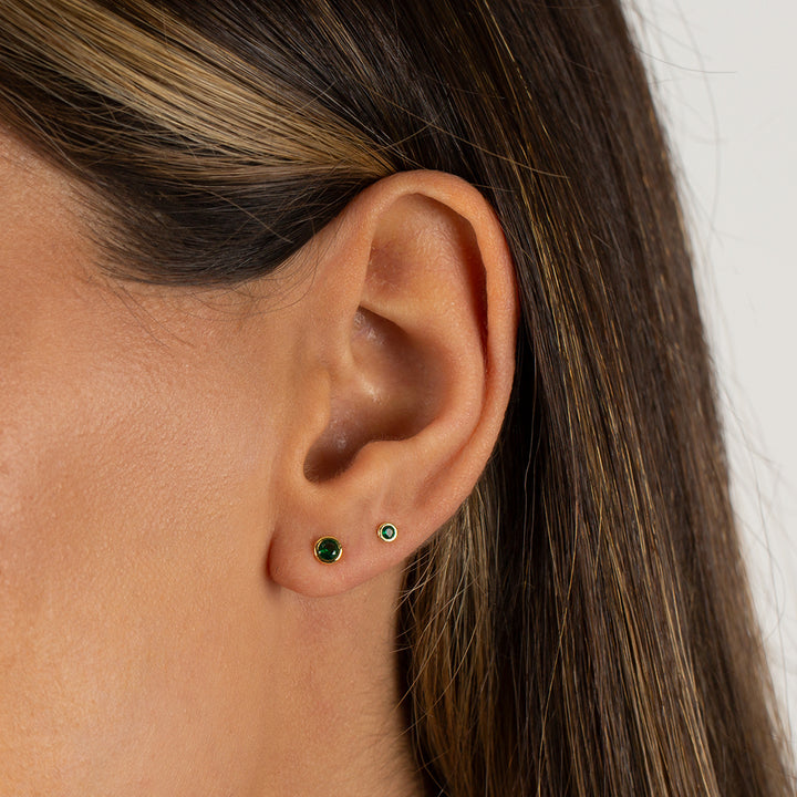  Tiny Colored Solitaire Bezel Stud Earring - Adina Eden's Jewels