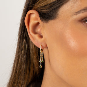  Emerald Green Teardrop Chain Drop Huggie Earring - Adina Eden's Jewels