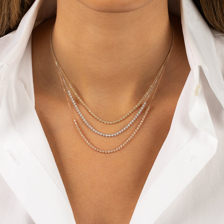  Diamond Thin Half Tennis Necklace 14K - Adina Eden's Jewels