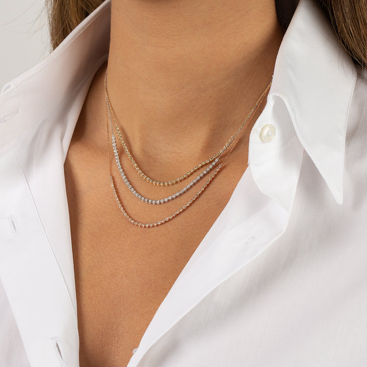  Diamond Thin Half Tennis Necklace 14K - Adina Eden's Jewels