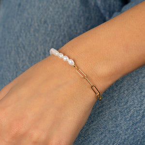  Toggle Pearl X Paperclip Chain Bracelet - Adina Eden's Jewels