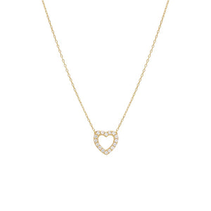 14K Gold Mini CZ Open Heart Necklace 14K - Adina Eden's Jewels