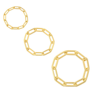 Gold / 7 Trio Paperclip Chain Ring Set - Adina Eden's Jewels