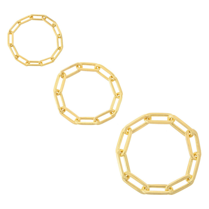 Gold / 7 Trio Paperclip Chain Ring Set - Adina Eden's Jewels