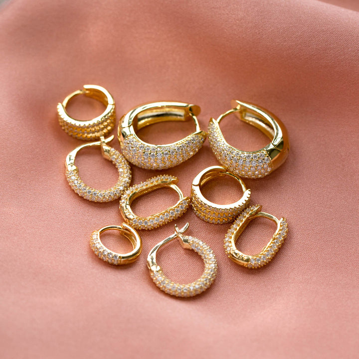  Pavé Oval Huggie Earring - Adina Eden's Jewels