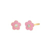 Pink Kids Mini Colored Enamel Flower Stud Earring 14K - Adina Eden's Jewels