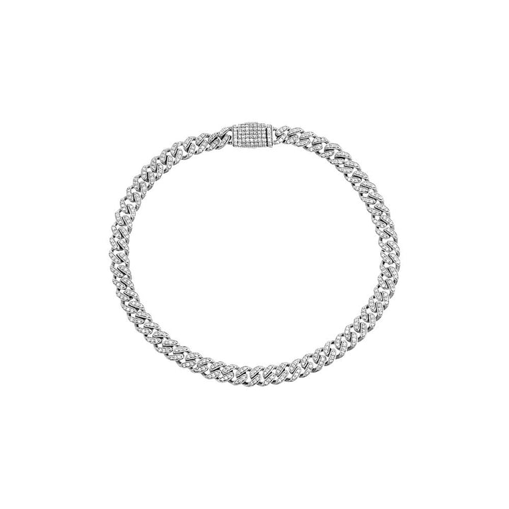 14K White Gold Diamond Pave Cuban Chain Link Bracelet 14K - Adina Eden's Jewels