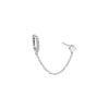 Silver / Single Colored Solitaire Stud X Huggie Chain Earring - Adina Eden's Jewels