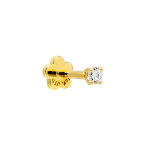 14K Gold / Single / 2 MM CZ Round Threaded Stud Earring 14K - Adina Eden's Jewels