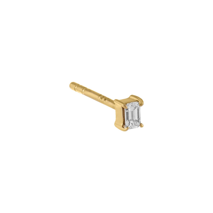 14K Gold / Single Diamond Tiny Emerald Stud Earring 14K - Adina Eden's Jewels