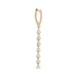 14K Gold / Single Diamond Multi Stone Drop Huggie Earring 14K - Adina Eden's Jewels
