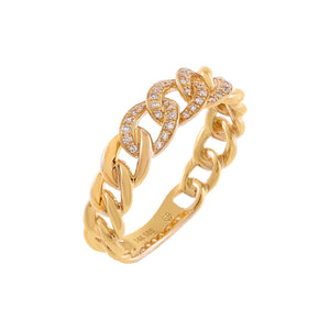 14K Gold / 6 Diamond Cuban Chain Link Ring 14K - Adina Eden's Jewels