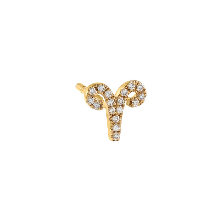 14K Gold / Aries Diamond Zodiac Stud Earring 14K - Adina Eden's Jewels