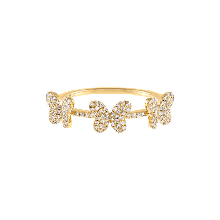  Diamond Triple Butterfly Ring 14K - Adina Eden's Jewels