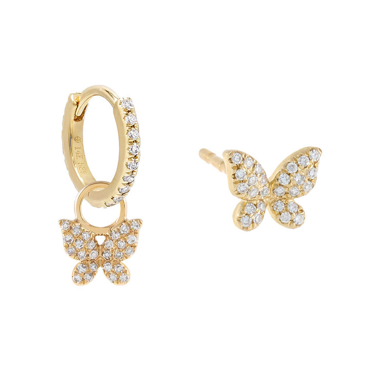14K Gold Diamond Butterfly Earring Combo Set 14K - Adina Eden's Jewels