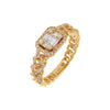 14K Gold / 6.5 Diamond Illusion Cuban Chain Ring 14K - Adina Eden's Jewels