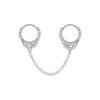 14K White Gold / Single / 1" Diamond Handcuff Chain Huggie Earring 14K - Adina Eden's Jewels