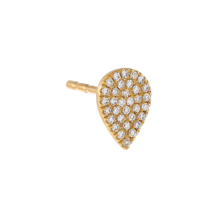 14K Gold / 8 MM / Single Diamond Pavé Teardrop Stud Earring 14K - Adina Eden's Jewels