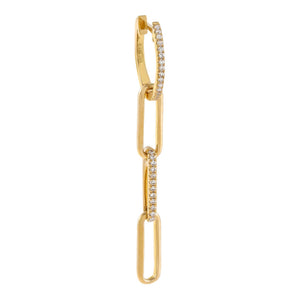14K Gold / Single Diamond Paperclip Huggie Earring 14K - Adina Eden's Jewels