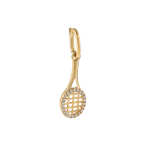 14K Gold Diamond Tennis Racket Charm 14K - Adina Eden's Jewels