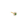 Emerald Green / Single Diamond X Colored Gemstone Flower Stud Earring 14K - Adina Eden's Jewels