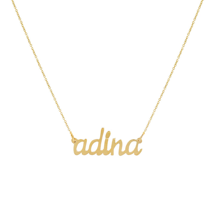 14K Gold Lowercase Script Nameplate Necklace 14K - Adina Eden's Jewels