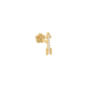 14K Gold / Single Pavé Arrow Threaded Stud Earring 14K - Adina Eden's Jewels