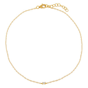 14K Gold Mini Diamond Baguette Anklet 14K - Adina Eden's Jewels