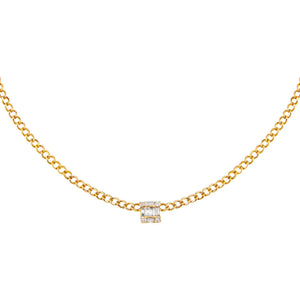 14K Gold Square Diamond Cuban Choker 14K - Adina Eden's Jewels