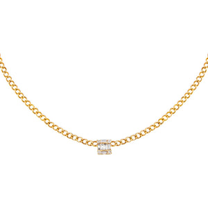 14K Gold Diamond Square Cuban Choker 14K - Adina Eden's Jewels