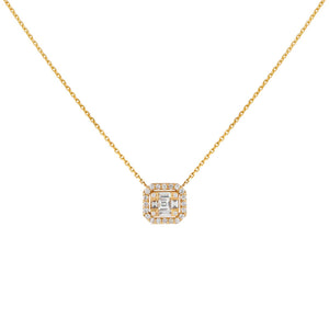 14K Gold Diamond Illusion Emerald Necklace 14K - Adina Eden's Jewels