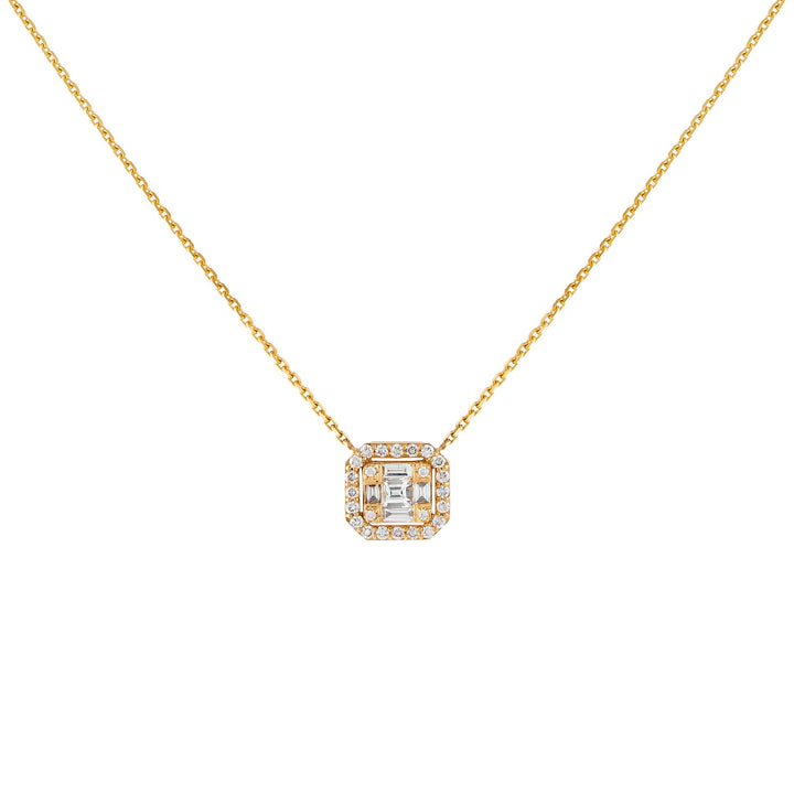 14K Gold Diamond Illusion Emerald Necklace 14K - Adina Eden's Jewels