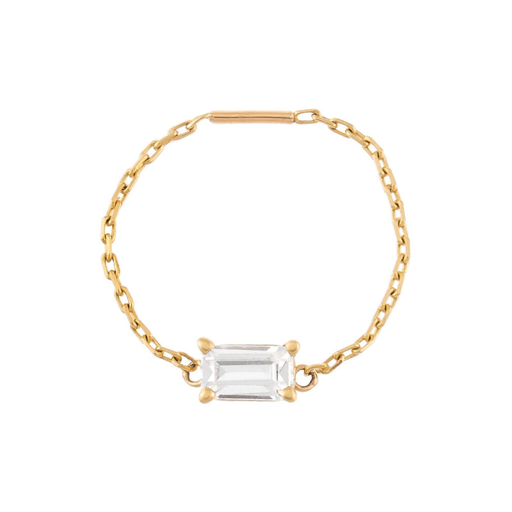 14K Gold / 5 CZ Baguette Chain Ring 14K - Adina Eden's Jewels