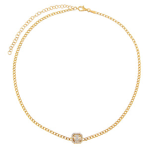 Diamond Illusion Baguette Cuban Choker 14K - Adina Eden's Jewels