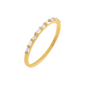 14K Gold / 7 Diamond Dainty Multi-Baguette Band 14K - Adina Eden's Jewels
