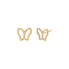 14K Gold / Pair Beaded Butterfly Cutout Stud Earring 14K - Adina Eden's Jewels