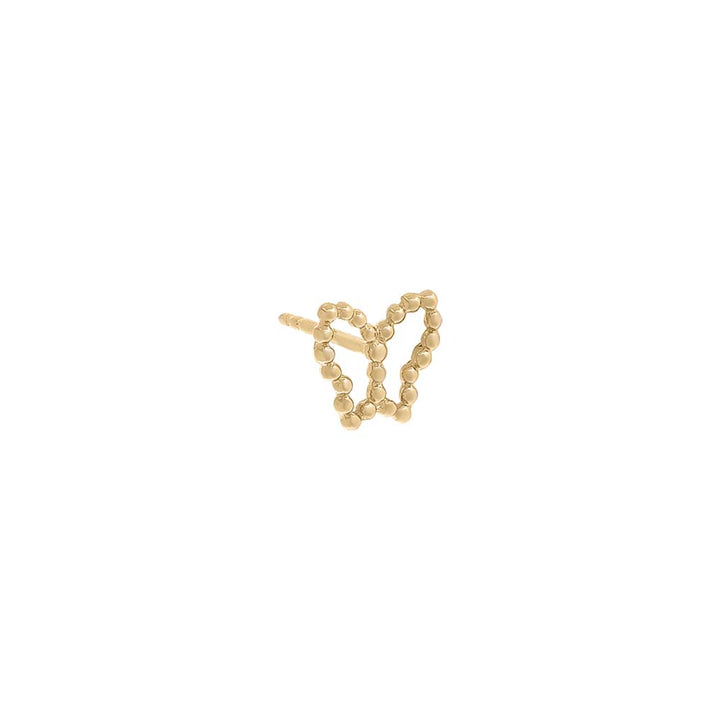 14K Gold / Single Beaded Butterfly Cutout Stud Earring 14K - Adina Eden's Jewels