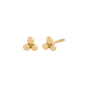 14K Gold Kids Solid Trio Clustered Stud Earring 14K - Adina Eden's Jewels